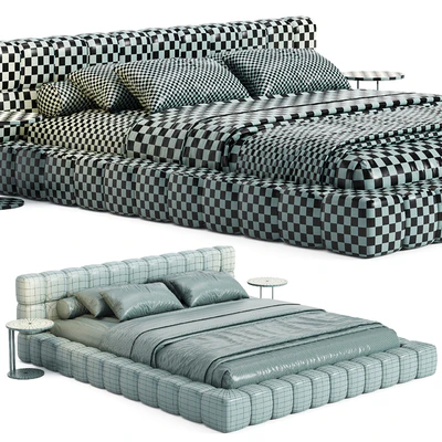 Aurora Technical Fabric Contemporary Bed Frame Queen Size — Ver 2