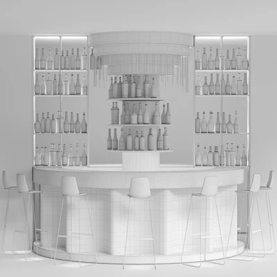 Bar counter with copper decor and strong alcohol. The pub — Ver 2