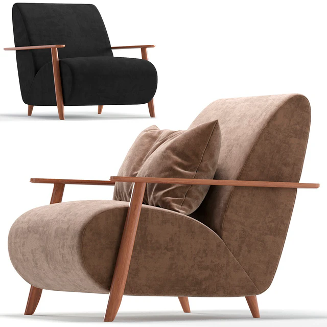 Armchair Marthan Beige Velvet By Barcelona Design 8 Colors Version/Кресло Marthan бежевое вельветовое — Скачать
