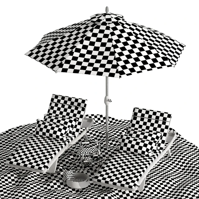 Beach umbrella and chaise longue set 2 — Скачать