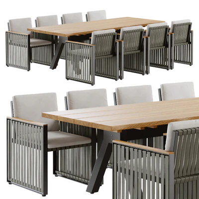 Outdoor garden wicker woven dining set Skyline design Horizon — Ver 1
