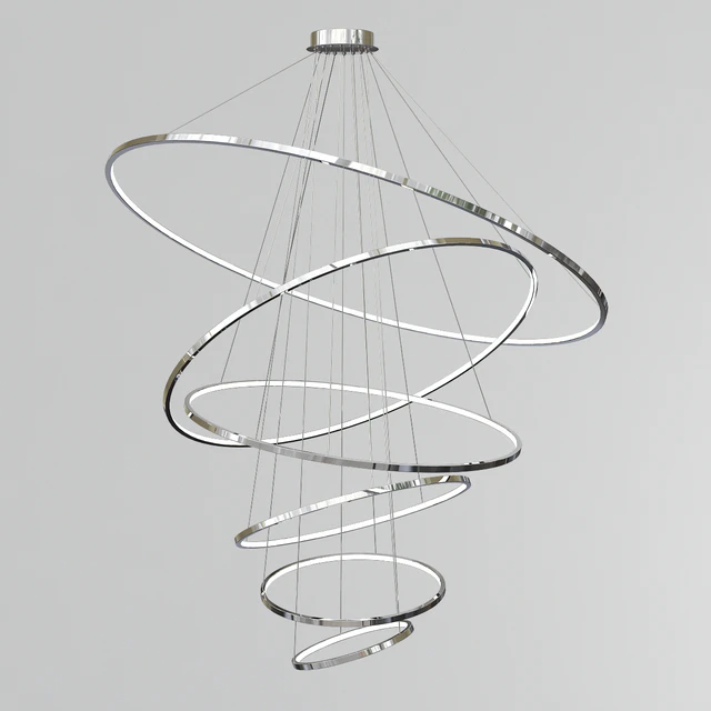 Gold and Nickel Led Swirl Six Ring Chandeliers — Скачать