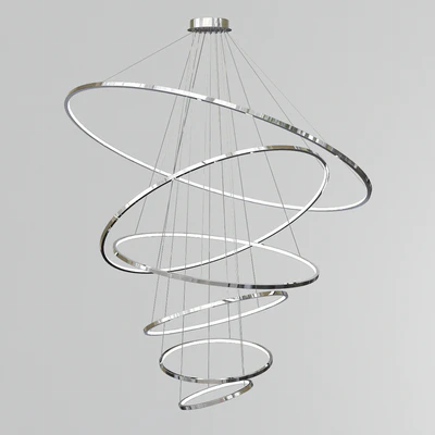 Gold and Nickel Led Swirl Six Ring Chandeliers — Вид 2