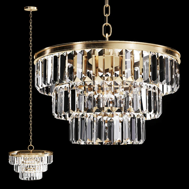 Restoration Hardware ALAINE CRYSTAL CLEAR GLASS 3-TIER CHANDELIER Brass — Скачать