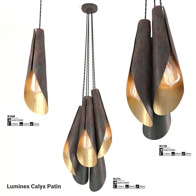 Подвесной светильник Luminex Calyx Patin 9169, 9170, 9171 — Скачать