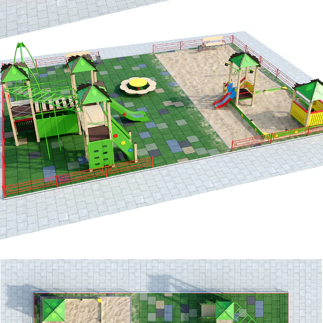 Children playground with a large sandbox — Descargar