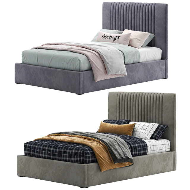 Upholstered Platform Bed With French HeadBoard — Descargar