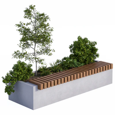 Urban Furniture / Architecture Bench with Plants Box01 — Вид 1