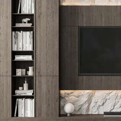 TV Wall Rock Wall and Wood - Set 78 — Ver 3