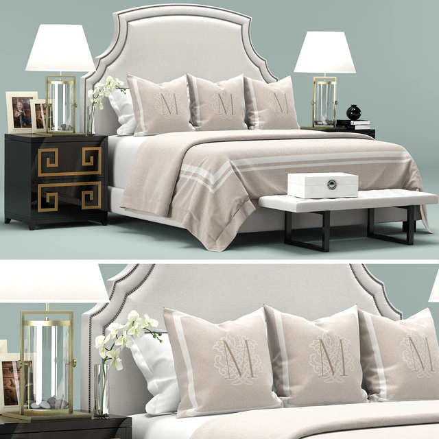 Upholstered White Headboard Bed — Скачать