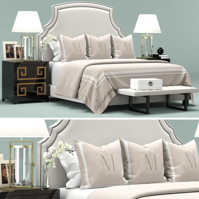 Upholstered White Headboard Bed — Вид 1