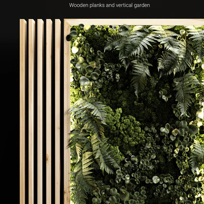 Wooden planks and vertical garden — Ver 2