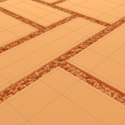 Tile square pebble low 2 n1 / Pebble slabs — Ver 2