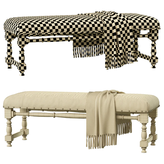 Light Gray Upholstered Accent Bench — Descargar