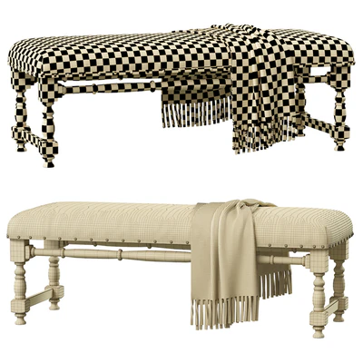 Light Gray Upholstered Accent Bench — Ver 3
