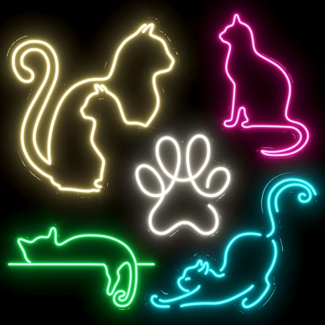 Set of neon lights Cats 01 — Descargar