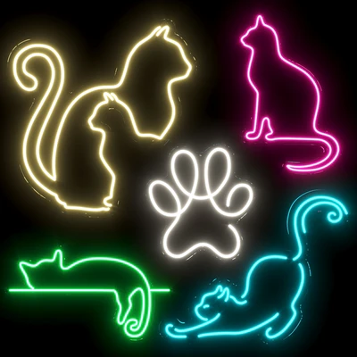 Set of neon lights Cats 01 — Ver 1
