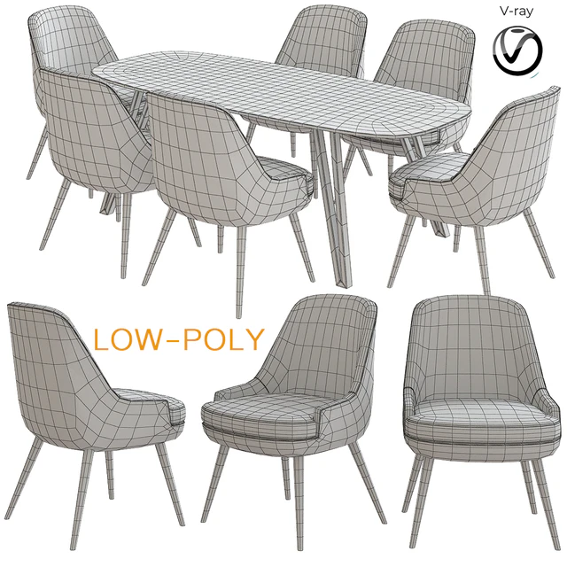 Poliform Dinning Set 10 (low poly) — Скачать