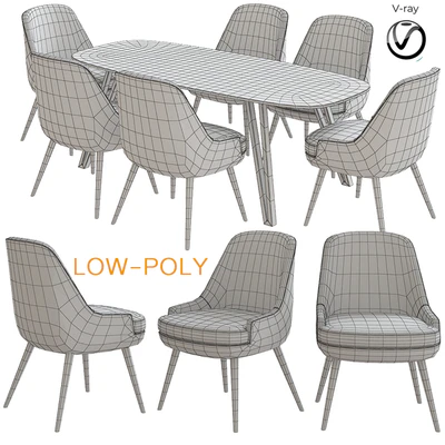 Poliform Dinning Set 10 (low poly) — Вид 2