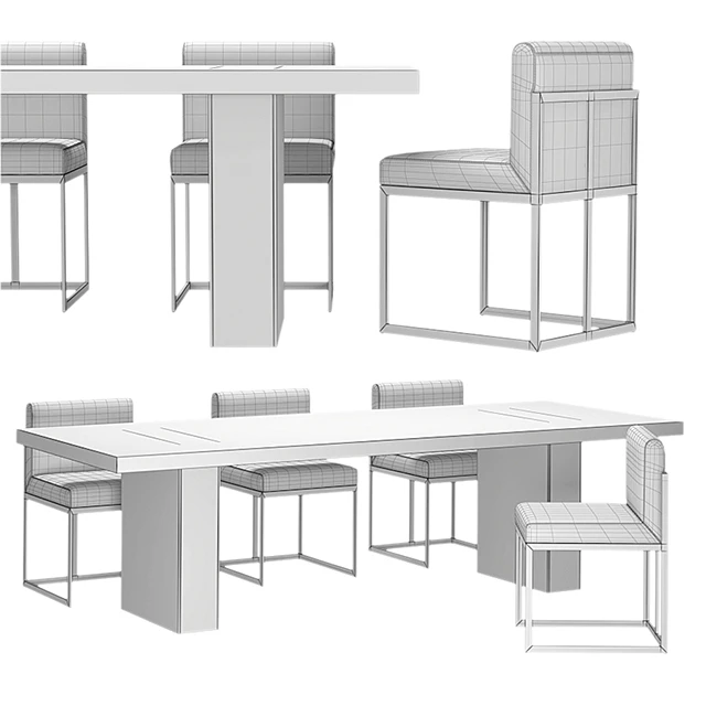 RH - Waxler Side Chair & Gage Rectangular Dining Table — Descargar