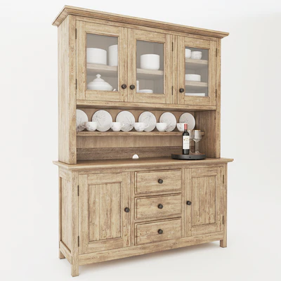 Pottery Barn Benchwright Buffet & Hutch With Decor — Ver 1