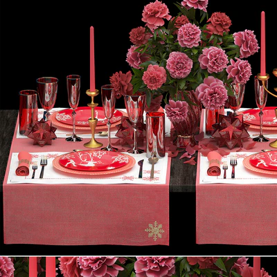 Сервировка стола 5. ZARA HOME, приборы, скатерть, декор, букет цветов, пионы, бокал, ваза, люкс декор, украшение стола, столовые приборы, свечи, стильная, праздничная, торжественная — Вид 2