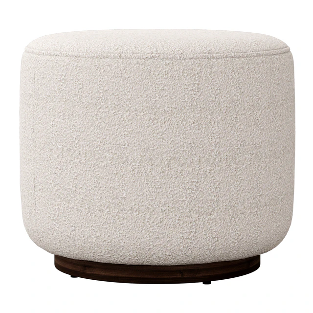 Sinclair Round Boucle Ottoman Whistler Oyster Suede by Four Hands — Descargar
