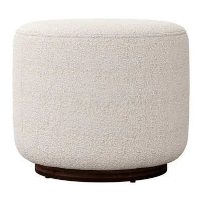 Sinclair Round Boucle Ottoman Whistler Oyster Suede by Four Hands — Ver 2