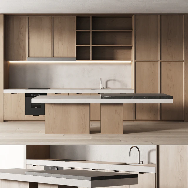 497 modern kitchen 19 minimal wood japandi 02 — Скачать