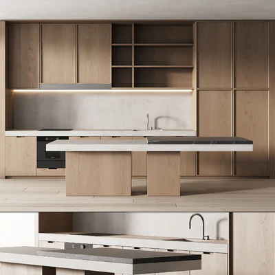 497 modern kitchen 19 minimal wood japandi 02 — Вид 2