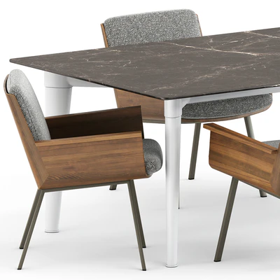 DAIKI OUTDOOR DINING LITTLE ARMCHAIR and PENTHOUSE Table by Minotti — Ver 2