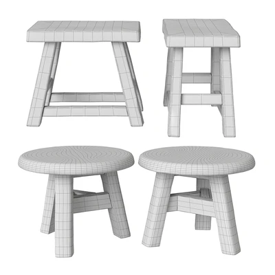 Rustic Wooden Stools — Ver 3