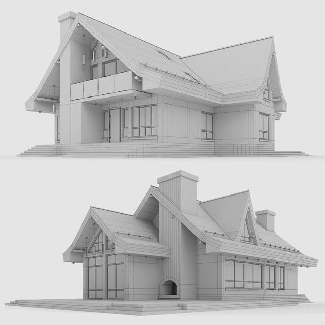 Modern half-timbered house with a residential attic — Descargar