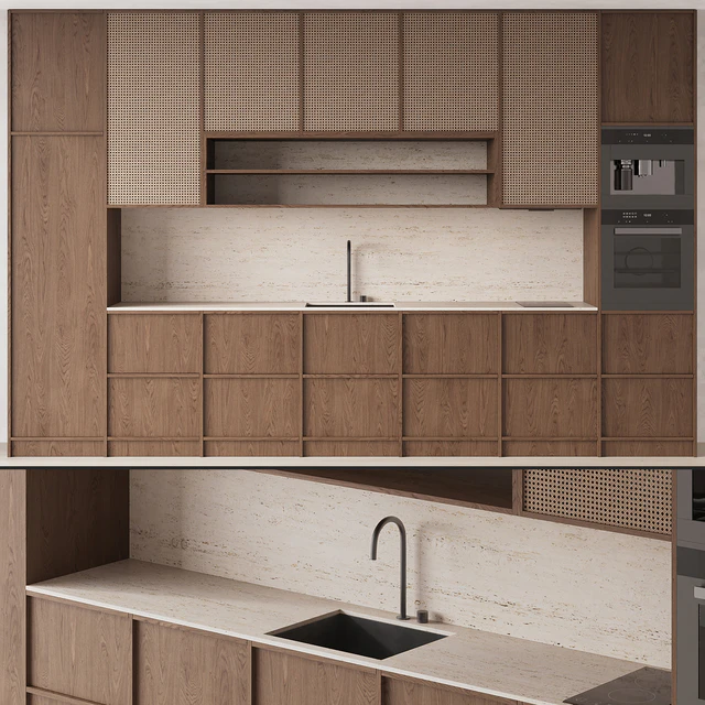 DARK WOOD KITCHEN WITH RATTAN — Скачать