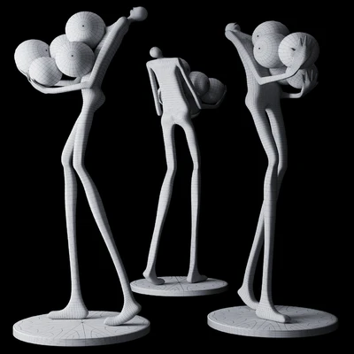 Floor Lamp Man Baloons Black — Ver 2