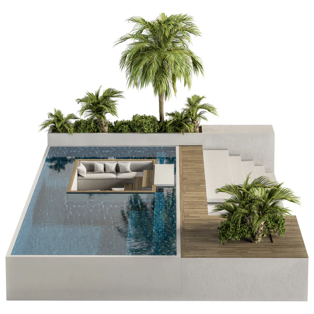 Backyard and Landscape Furniture with Pool 02 — Скачать