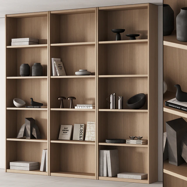 203 bookcase and rack 06 minimal wood with decor 01 — Descargar