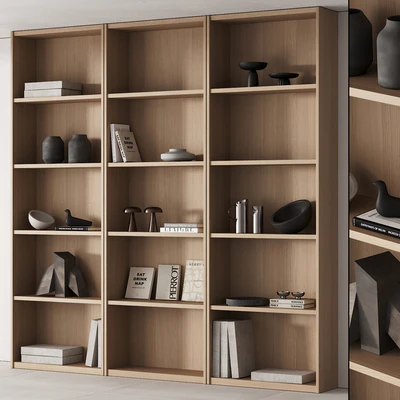 203 bookcase and rack 06 minimal wood with decor 01 — Ver 1