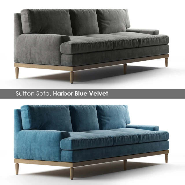 Sutton Sofa, Harbor Blue Velvet — Descargar