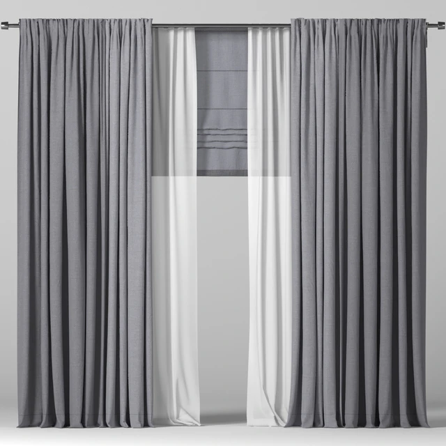 Curtains in two colors + roman blind. — Descargar
