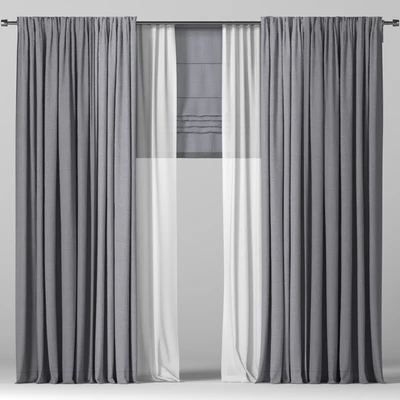 Curtains in two colors + roman blind. — Ver 1