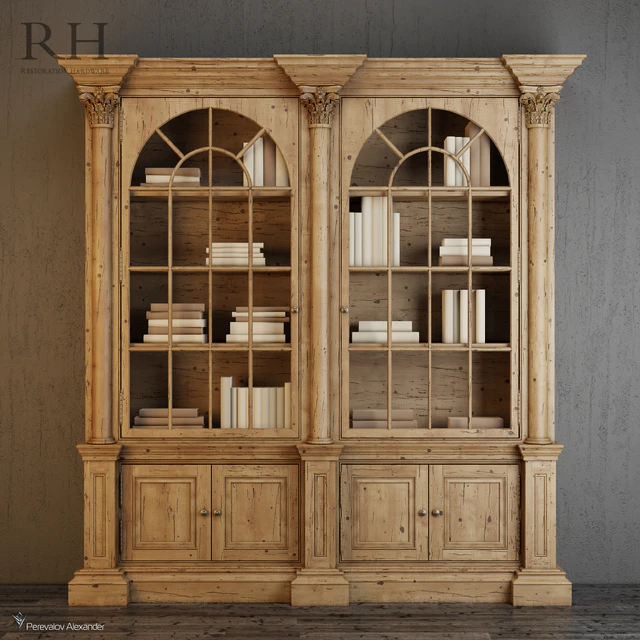 RH Palladian Salvaged Pine Library Bookcase Double — Descargar