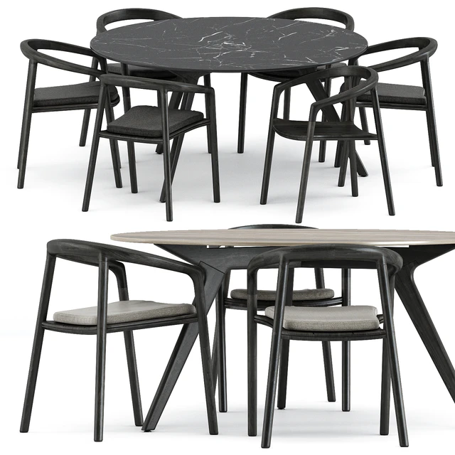 Solid armchair and Teak nero table CF 148 by manutti — Descargar