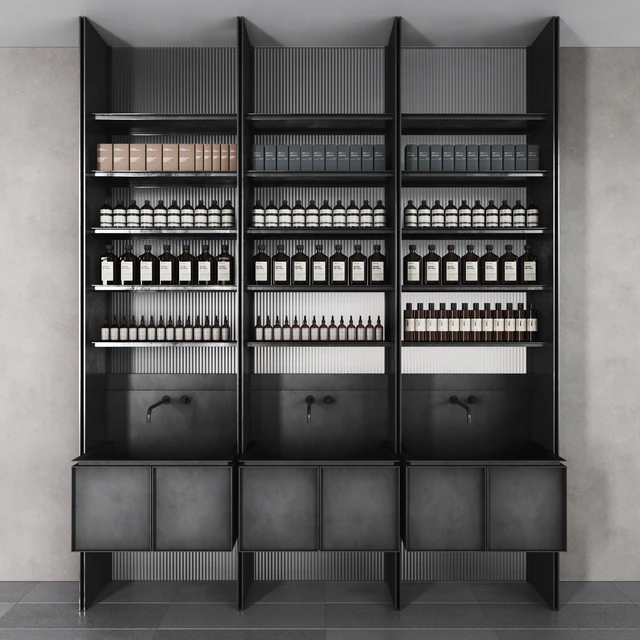 Cosmetic set glass and metal shelving — Descargar