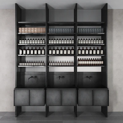 Cosmetic set glass and metal shelving — Ver 1