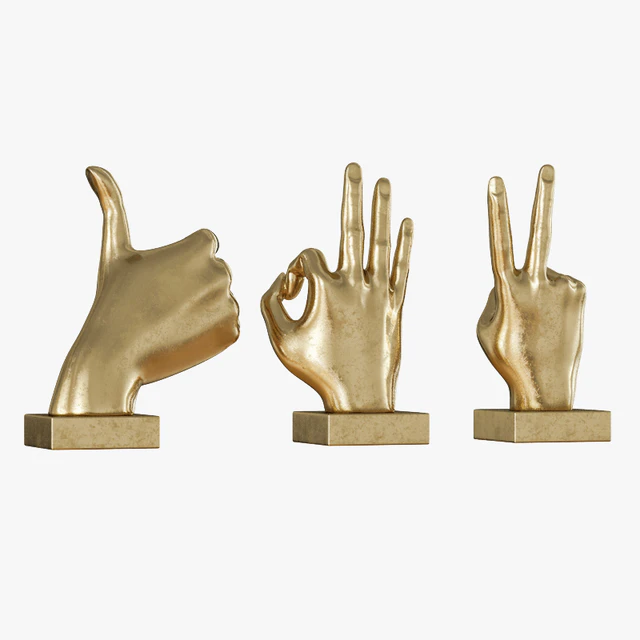 Metallic Hand 3 Piece Figurine Set — Descargar