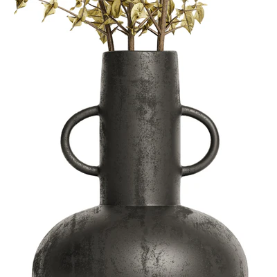 Merriman Black Vase & Terracotta vase set with Dried Plants — View 2