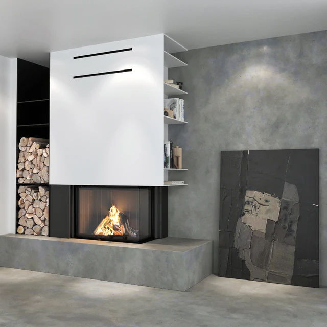 Decorative wall with fireplace set 02 — Descargar