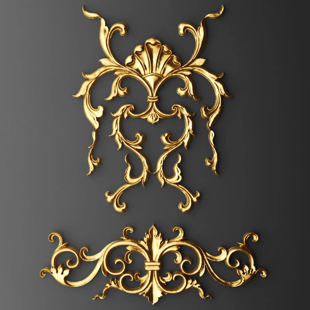 Лепнина, картуш, корона. Лепнина, luxury, золотой декор, резьба, лепка, лепной, корона, картуш, набор, классическая — Скачать