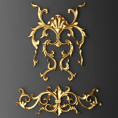 Лепнина, картуш, корона. Лепнина, luxury, золотой декор, резьба, лепка, лепной, корона, картуш, набор, классическая — Вид 1